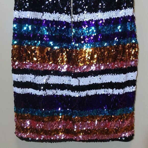 Showgirl Rainbow Sequin Stripe Mini Dress Swifty Eras Taylor Swift Party NWT - Picture 12 of 15